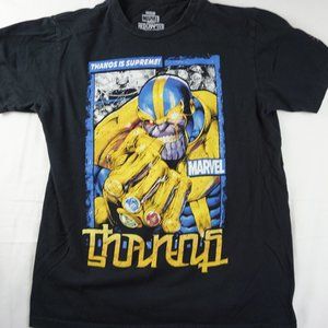 Marvel Thanos Red Chapter Ambigram Clothing Black Graphic Shirt Size M